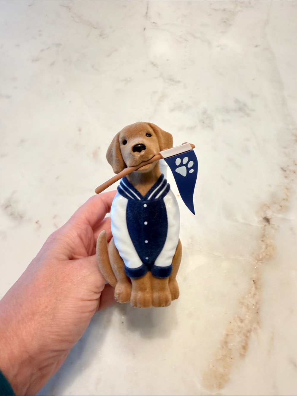 Bath and Body Works Dog Figurine Wallflower with Navy & White Sailor Outfit